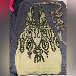 Elegant Green Embellished Dress